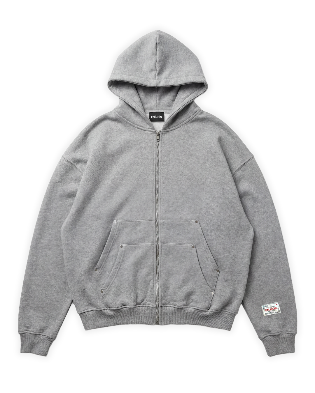 Double Pocket Zip-Hoodie Light Grey