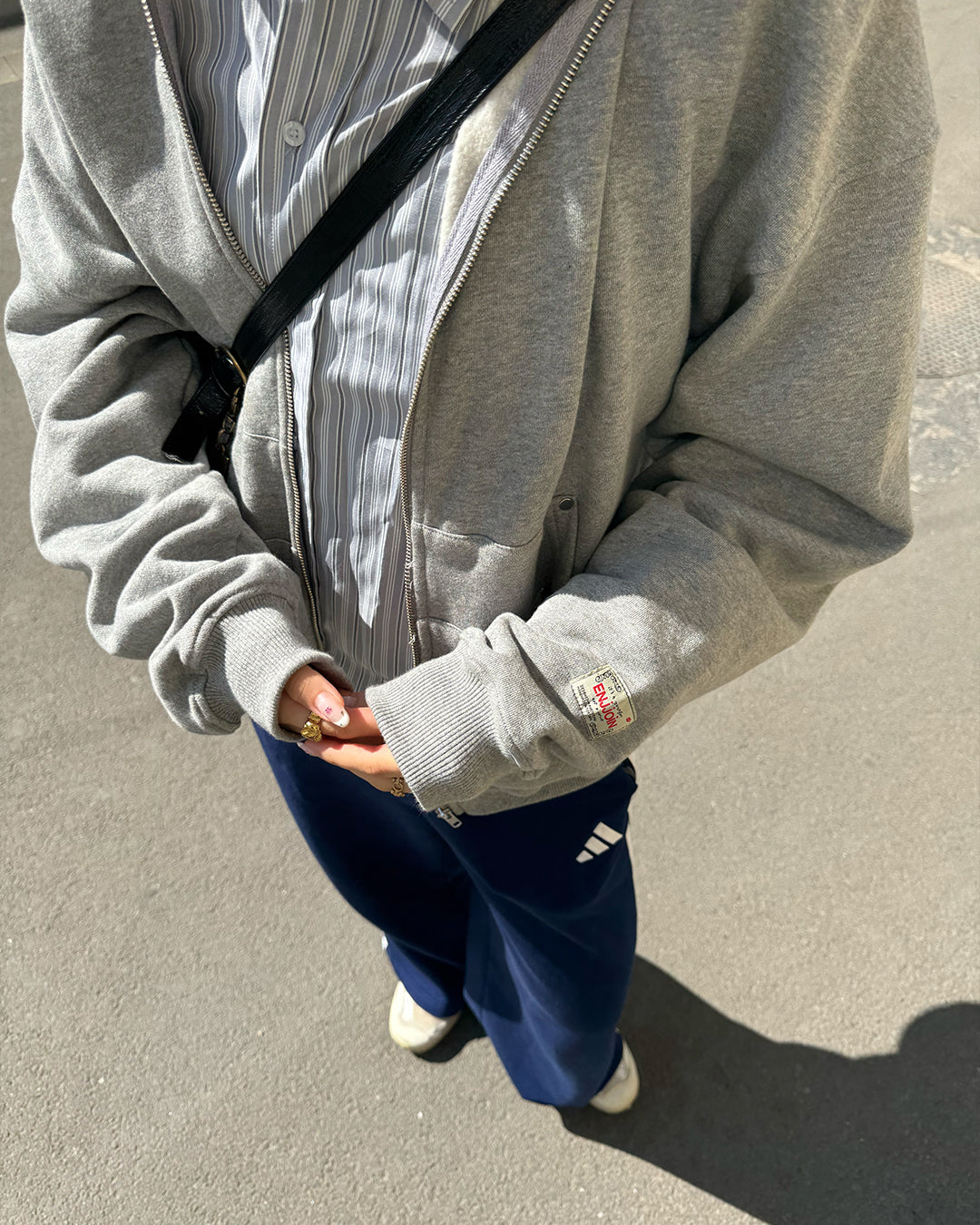 Double Pocket Zip-Hoodie Light Grey