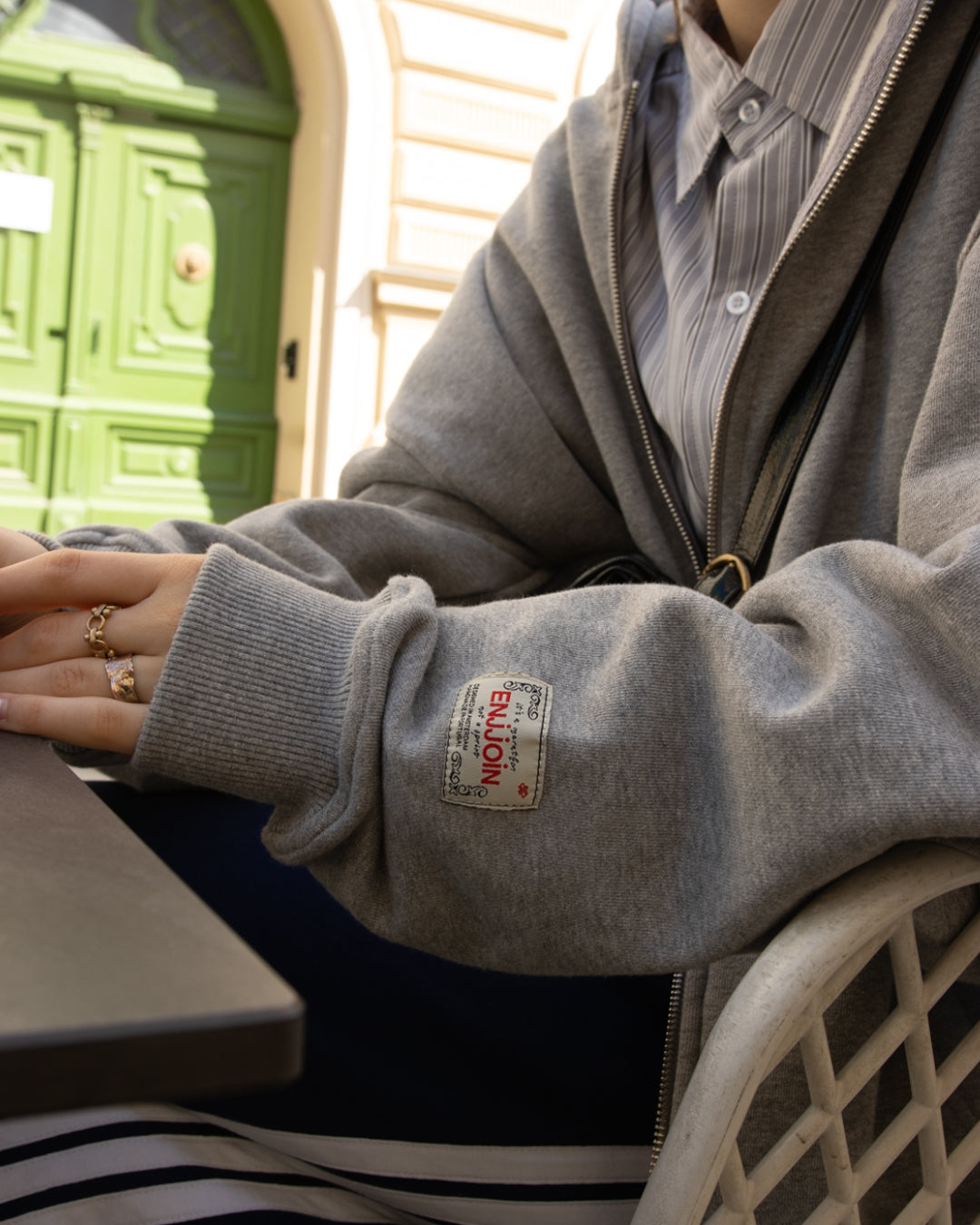 Double Pocket Zip-Hoodie Light Grey