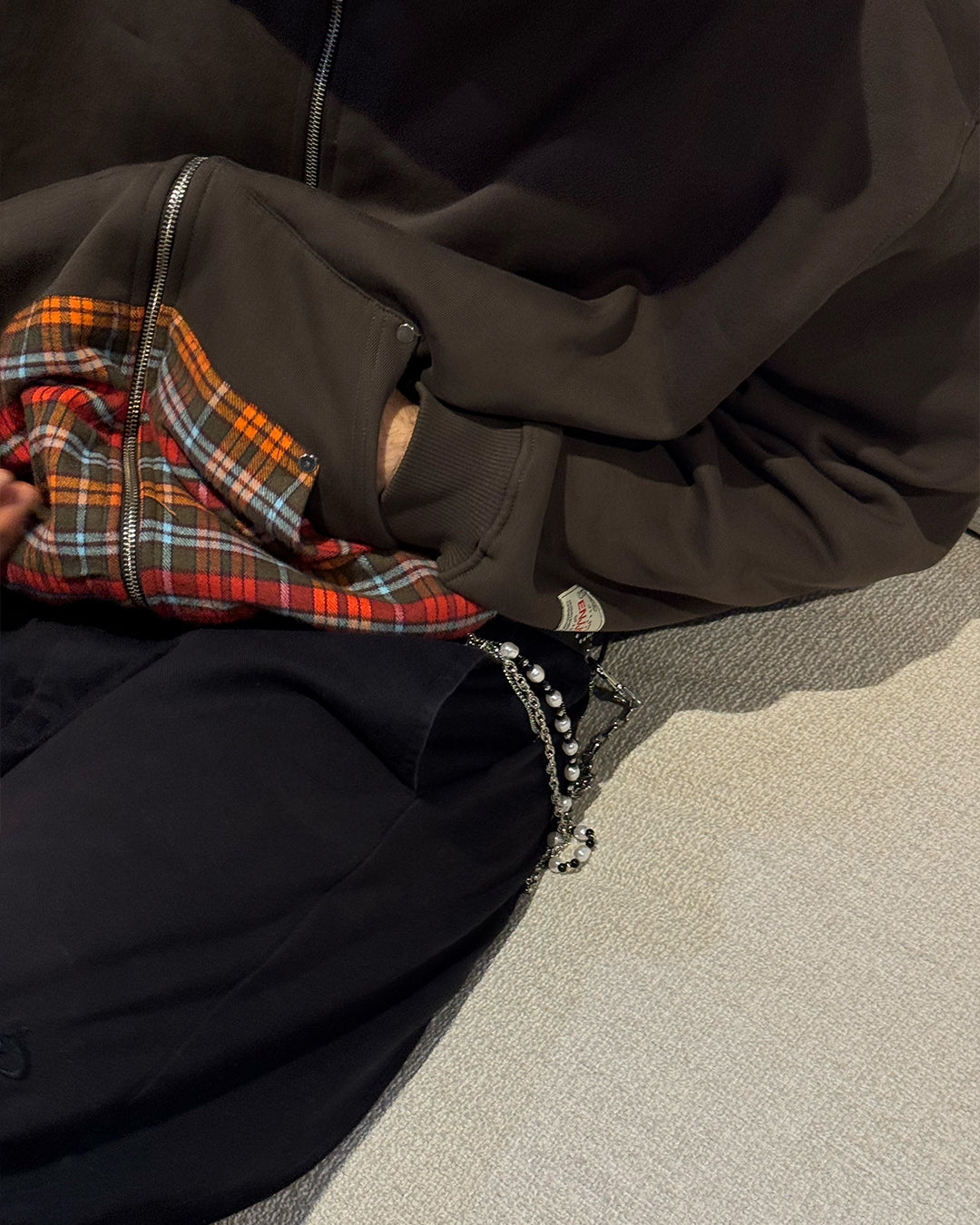 Double Pocket Zip-Hoodie Brown