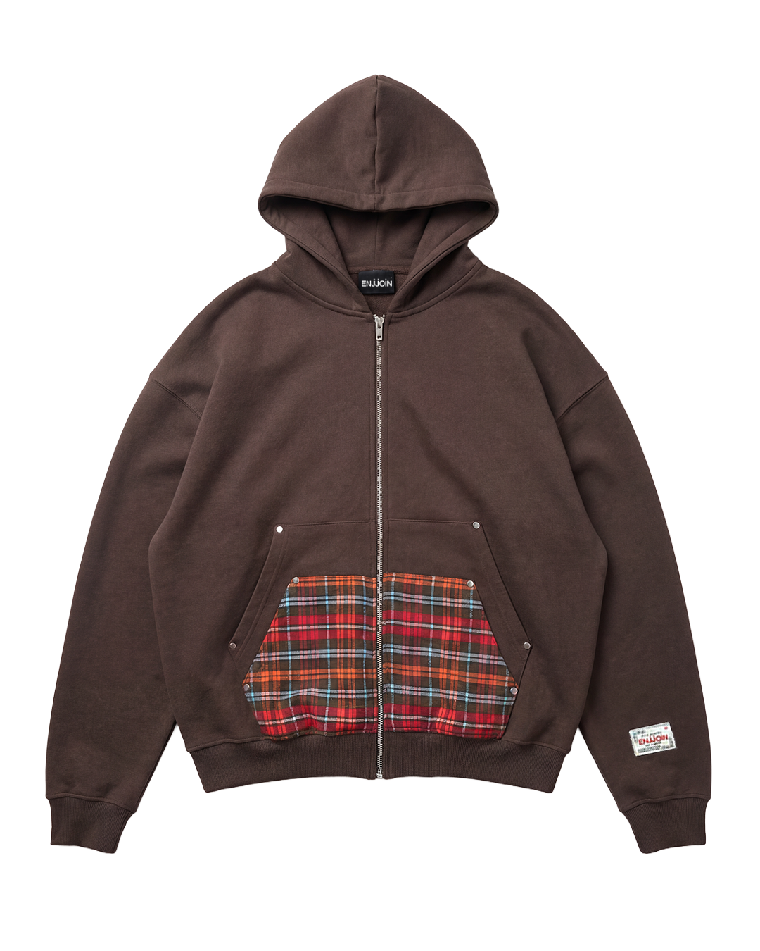 Double Pocket Zip-Hoodie Brown