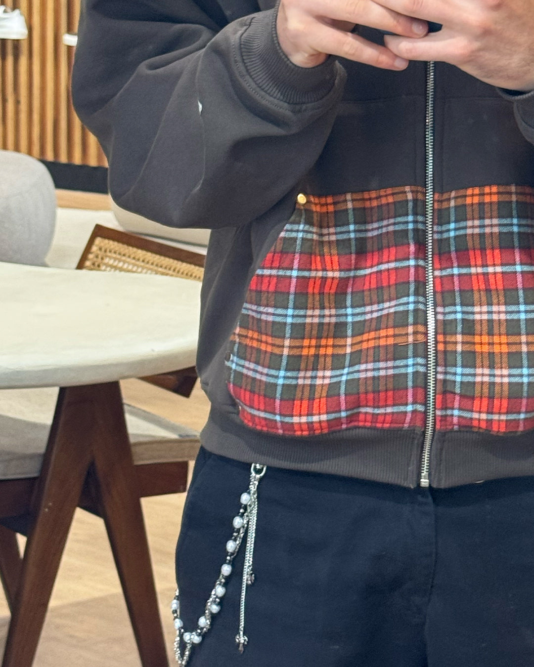 Double Pocket Zip-Hoodie Brown