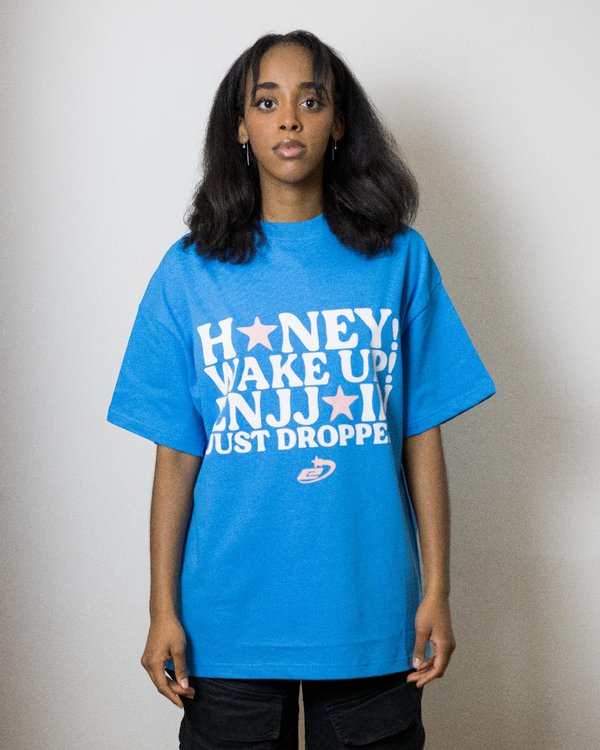 "Honey, Wake Up!" T-Shirt Baby Blue
